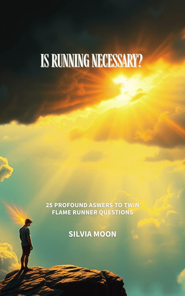 A person standing on a rocky outcrop, gazing at a bright sun breaking through dramatic clouds, with the text 'Is Running Necessary?' prominently displayed above.